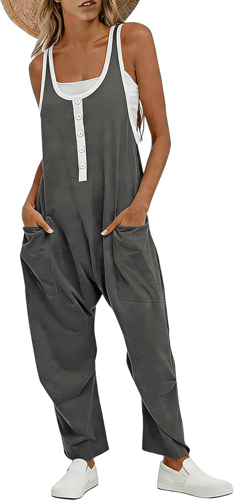 AMEBELLE Womens Colorblock Casual Harem Overalls Sleeveless Jumpsuit Romper Adjustable Straps wit... | Amazon (US)