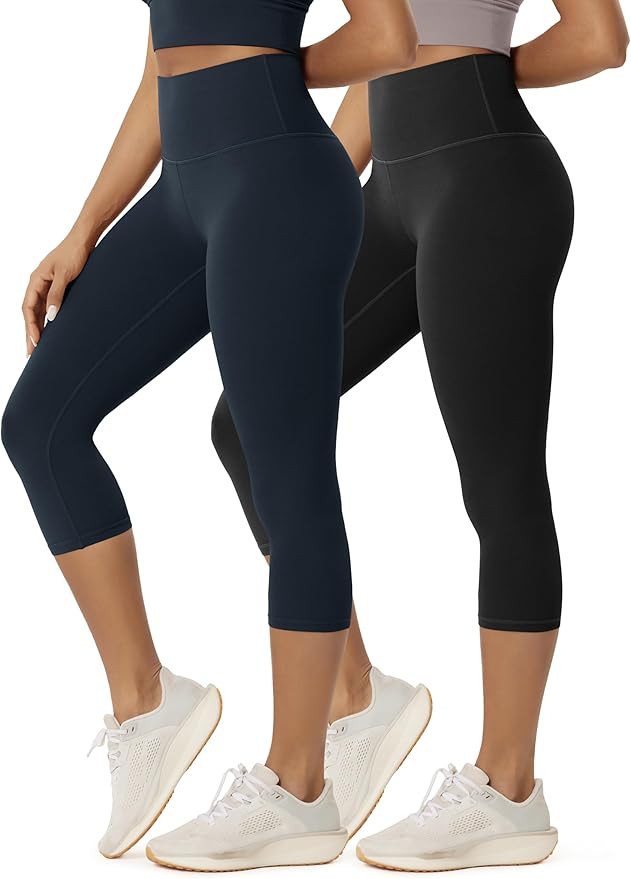 ODODOS 2-Pack Buttery Soft Lounge Yoga Capris for Women, 14" / 19" / 21" High Waist Capri Legging... | Amazon (US)