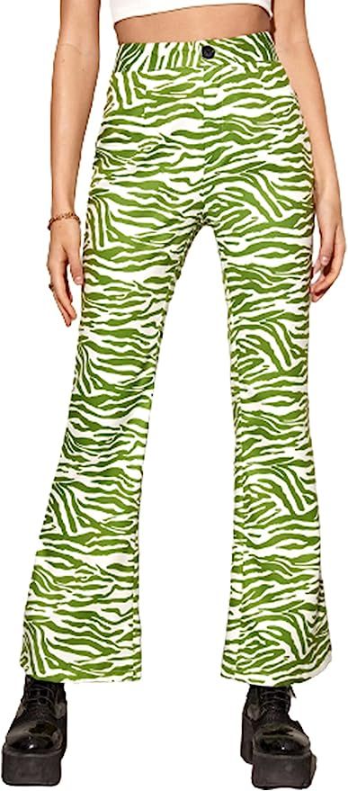 WDIRARA Women's Zebra Print High Waisted Button Jeans Casual Denim Pants | Amazon (US)