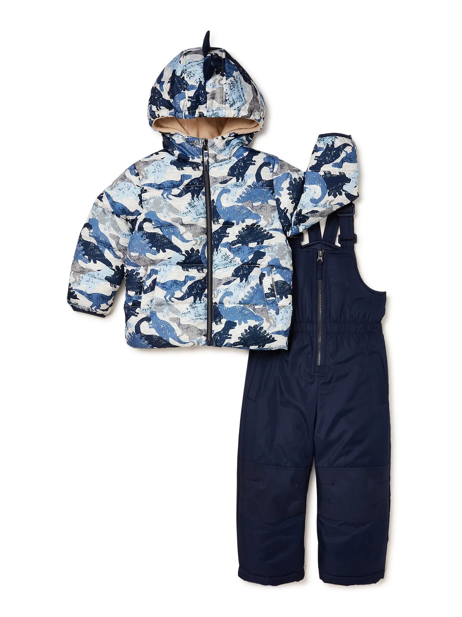 Wippette Baby & Toddler Boys Dino Print Jacket and Snowbib, 2-Piece Snow Bib Set, Sizes 12M-4T - ... | Walmart (US)