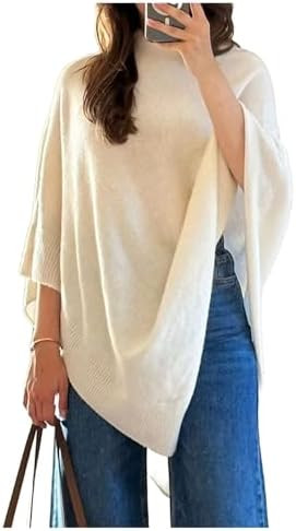 Milumia Women's Poncho Sweater Knitted Pullover Shawls Wraps Capes Dolman Sleeve Tops | Amazon (US)