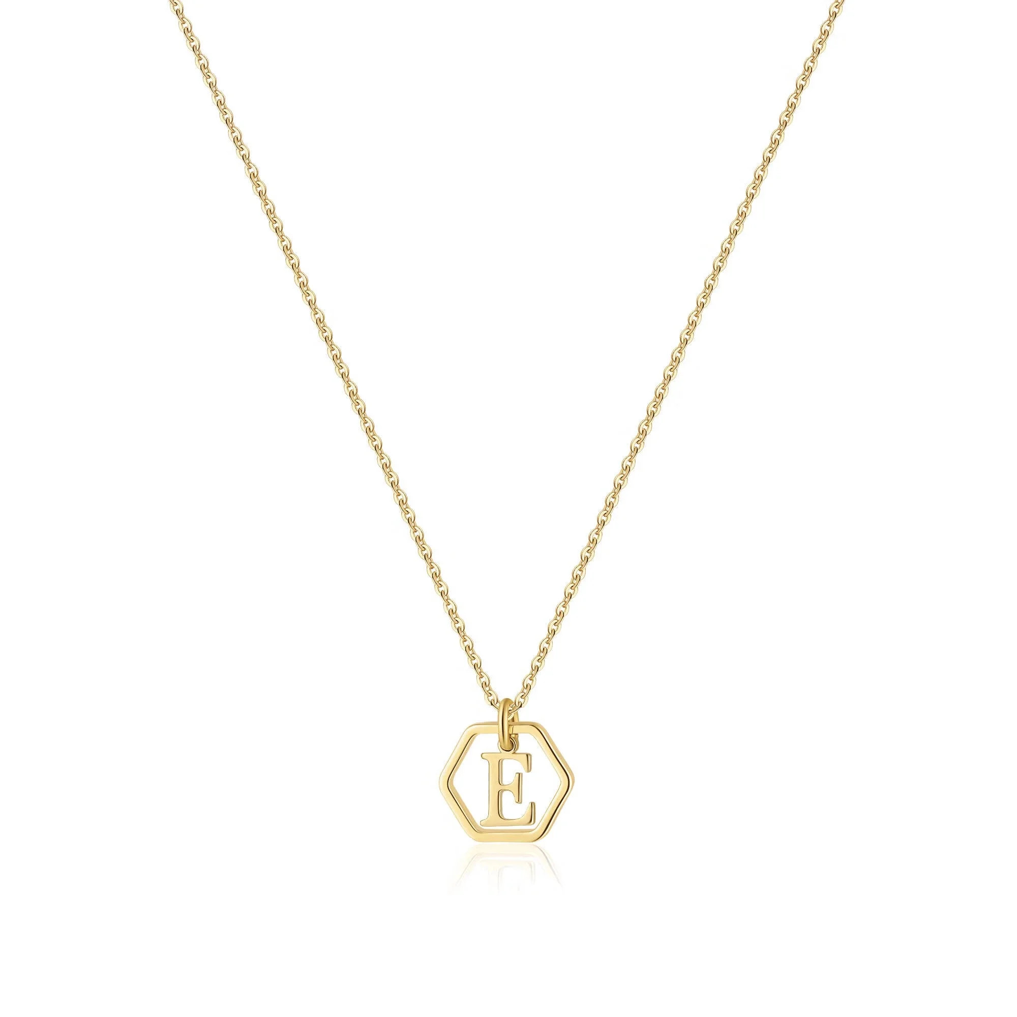 AUNOOL Gold Hexagon Initial Necklaces for Women 14k Gold Plated&nbsp;Letter Pendant Necklace Dain... | Walmart (US)