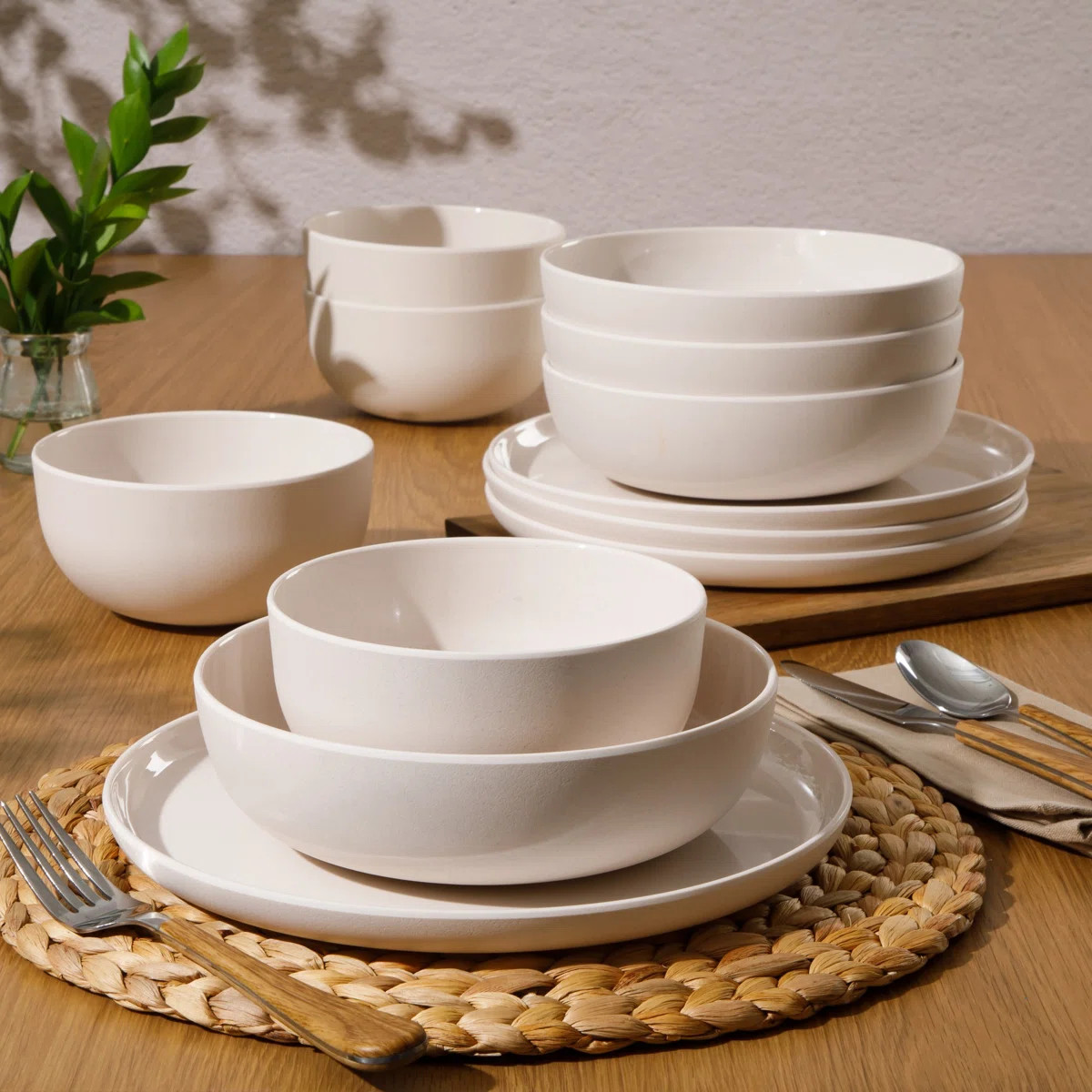 Gibson Home Candy Skies 12 Piece Unbreakable Wheat Straw Melamine Plates and Bowls Dinnerware Set... | Wayfair North America