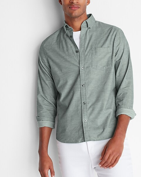 Slim Solid Corduroy Shirt | Express