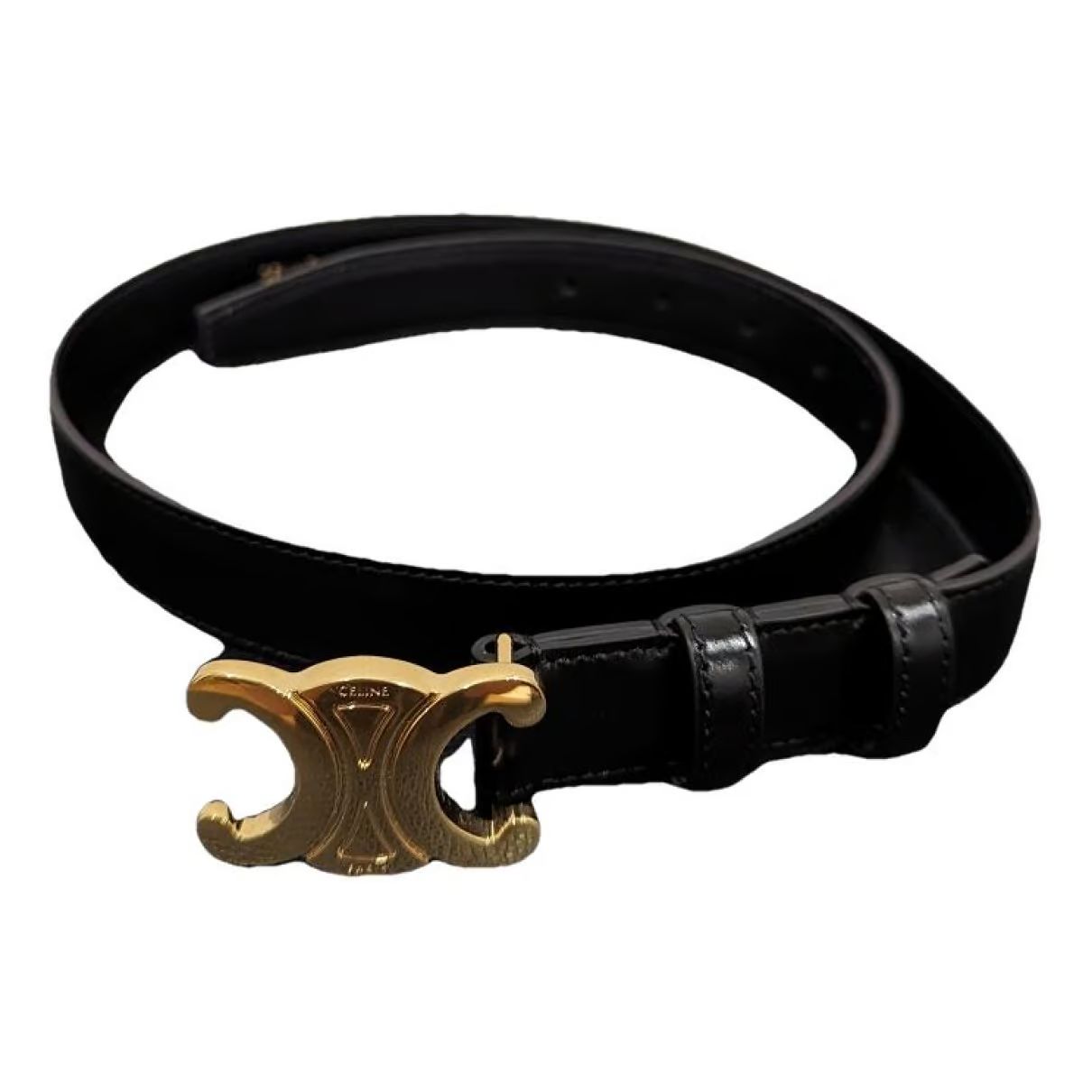 Triomphe leather belt Celine Black size 75 cm in Leather - 38175996 | Vestiaire Collective (Global)