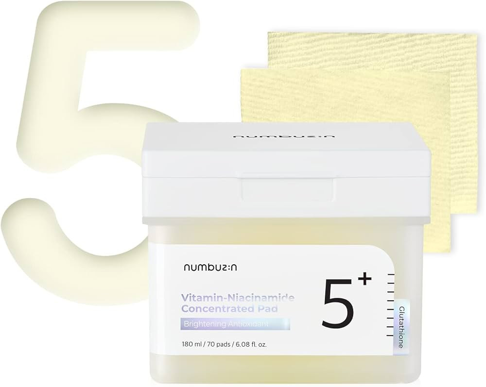 numbuzin No.5+ Niacinamide Concentrated Toner Pad | Glutathione, Niacinamide, PHA & LHA, 180ml/70... | Amazon (US)