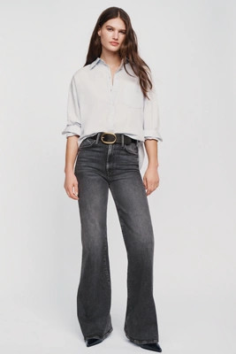 MOTHER The Hustler Roller Sneak High-Rise Wide-Leg Jeans | Anthropologie (US)