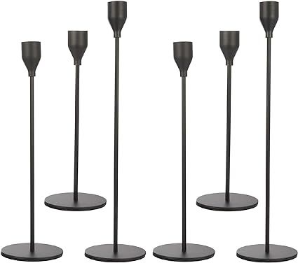 Anndason Set of 6 Black Candlestick Holders Black Candle Holder Taper Candle Holders Candle Holde... | Amazon (US)