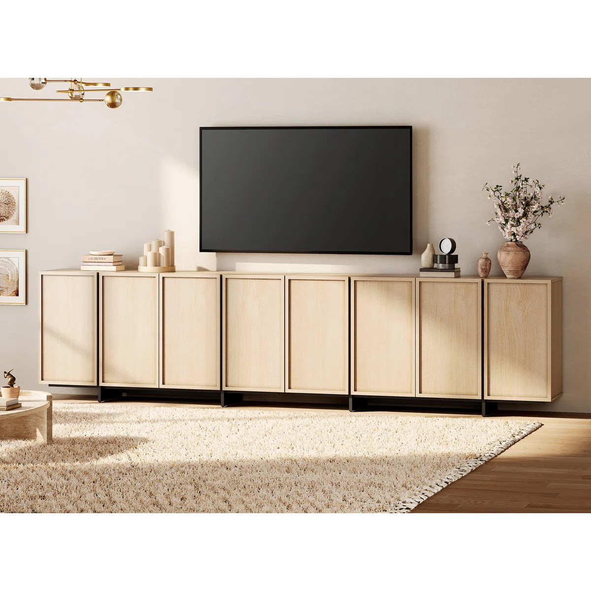 Maisonet Modern TV Stand For Tvs Up To 110", Wooden Entertainment Center TV Console With 8 Door C... | Wayfair North America