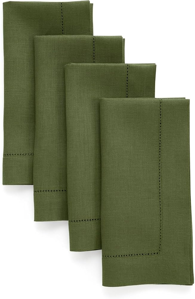 Solino Home Linen Cloth Napkins Set of 4-100% Pure Linen Olive Dinner Napkins 20 x 20 Inch for Fa... | Amazon (US)