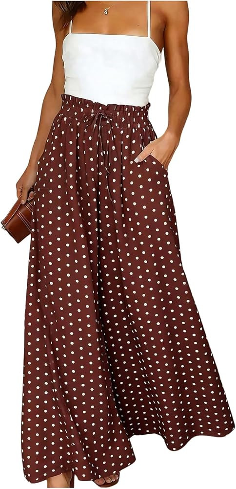 BEAUDRM Women's Plus Size Flowy Palazzo Pants Floral Baggy Wide Leg Pants Boho Lounge Pants Summe... | Amazon (US)