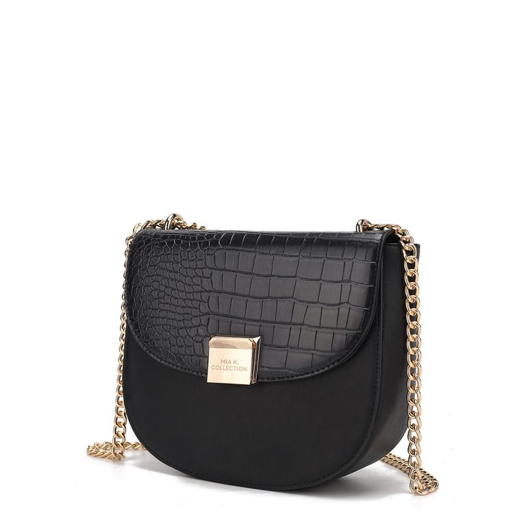 Brooklyn Crocodile Embossed Vegan Leather Women's Shoulder Bag by Mia K. - Black | Walmart (US)