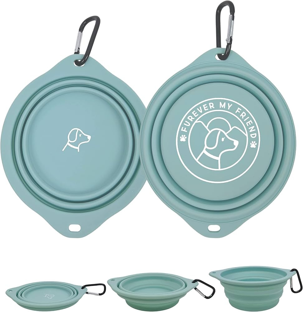 2 Set of FUREVER Collapsible Silicone Portable Dog Water Food Bowls Travel Foldable Rubber Dish L... | Amazon (US)