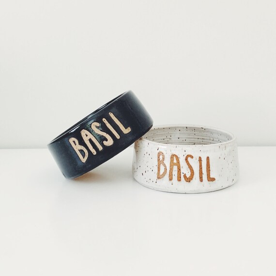 Set of Customized Dog Bowls white and black ceramic dog food | Etsy | Etsy (US)