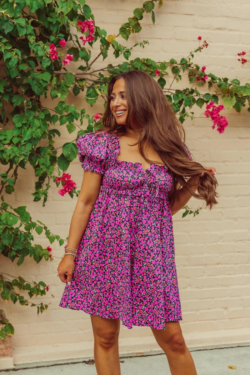 BuddyLove| Jac Puff Sleeve Mini Dress | Thorn | BuddyLove