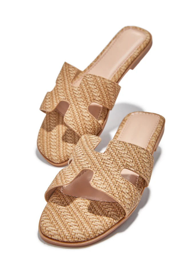 Miss Lola | Vacay Best Natural Slip On Sandals | MISS LOLA