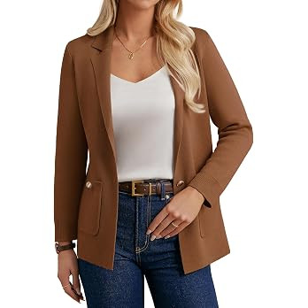 GRACE KARIN Women Sweater Blazers Business Casual Long Sleeve Work Cardigan Open Front Lapel Suit... | Amazon (US)