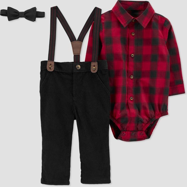 Carter's Just One You® Baby Boys' Plaid Top & Bottom Set - Black/Red | Target