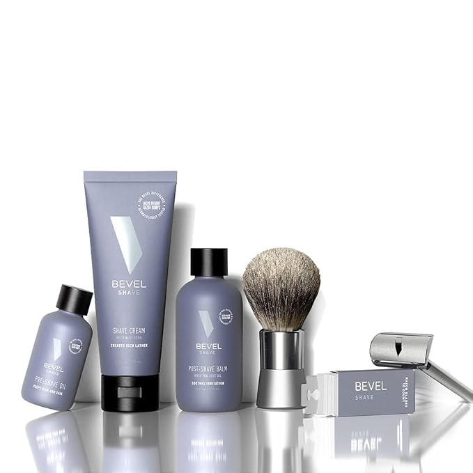 Shaving Kit for Men by Bevel - Starter Shave Kit, Includes Safety Razor, Shaving Brush, Shave Cre... | Amazon (US)