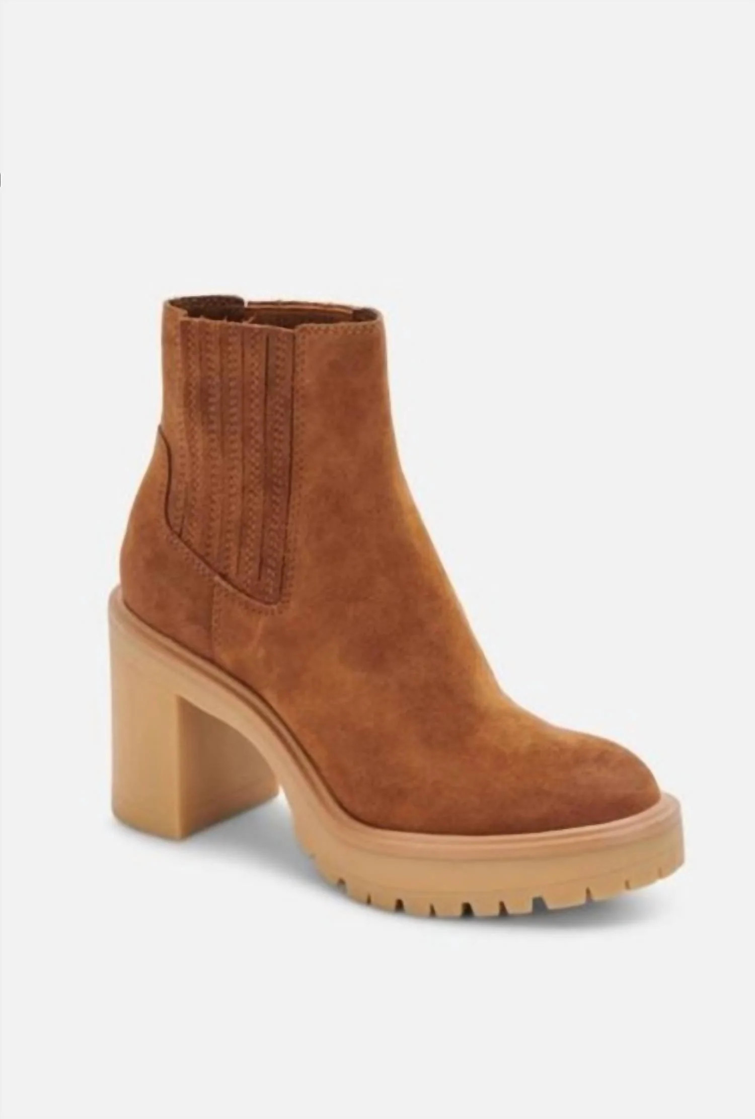 Caster H2O Booties in Camel Suede | Shop Simon