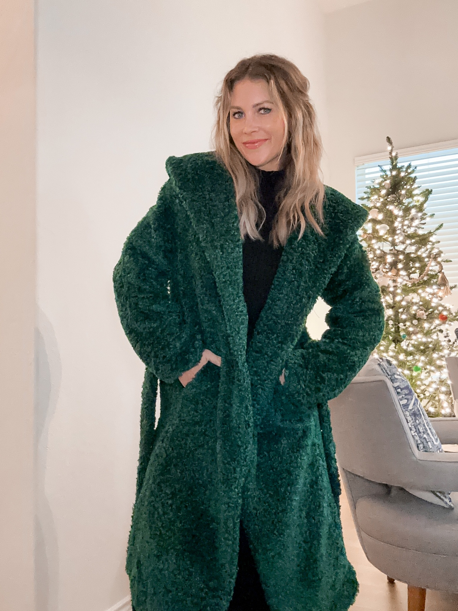 Green teddy hotsell fur coat