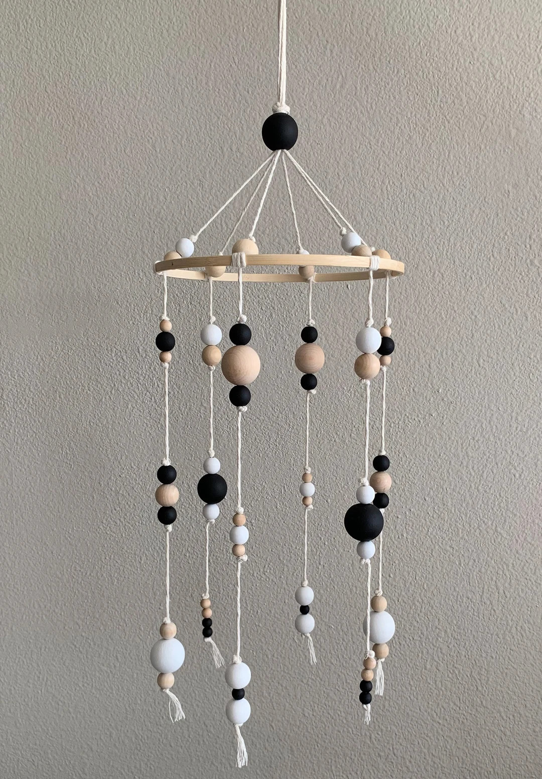 Black and White Baby Mobile, Wood Ball Mobile, Boho Baby Nursery, Gender Neutral Baby Mobile - Et... | Etsy (US)