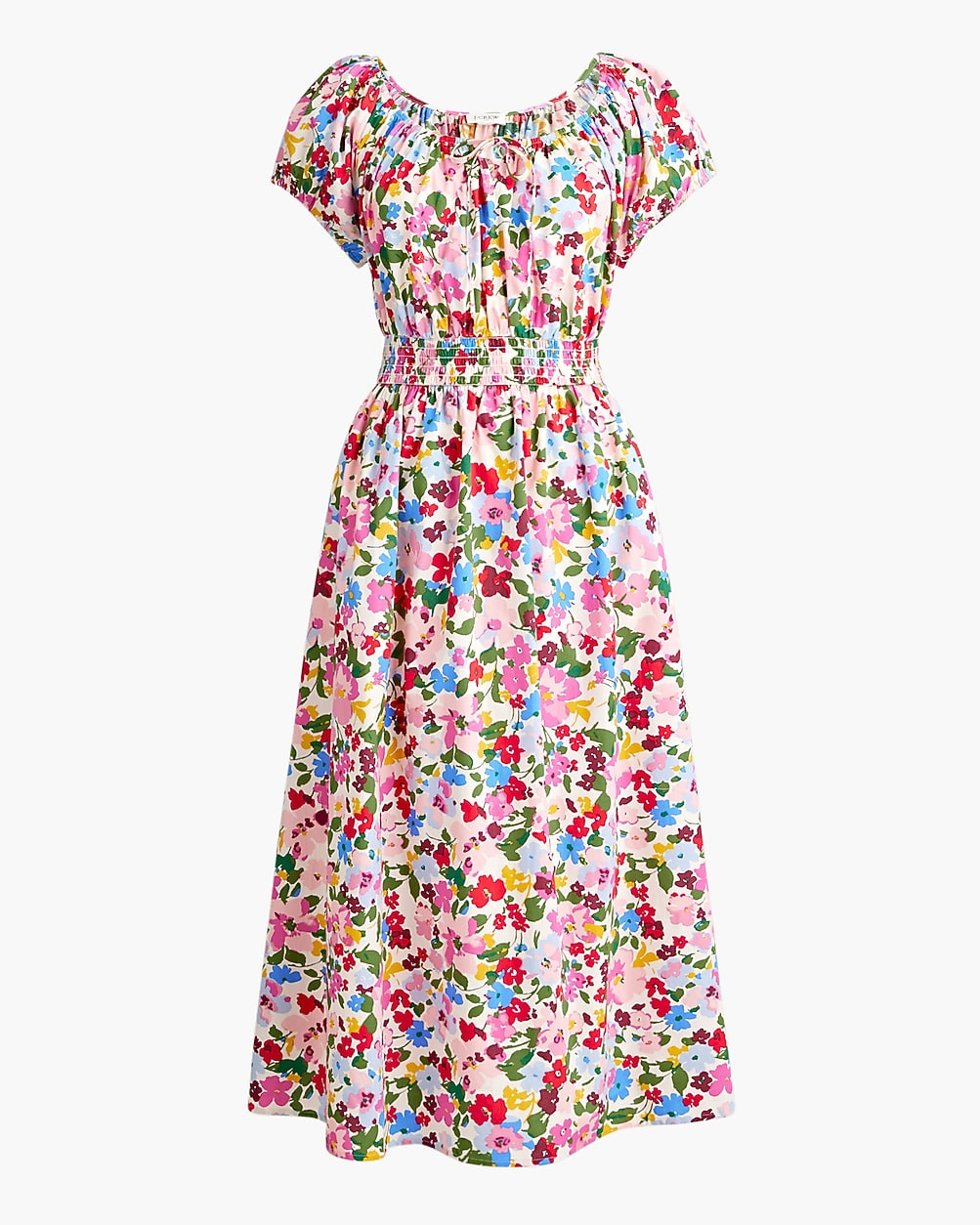 Floral smocked-waist midi dress | J.Crew Factory