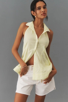 By Anthropologie Button-Front Halter Swing Blouse | Anthropologie (US)