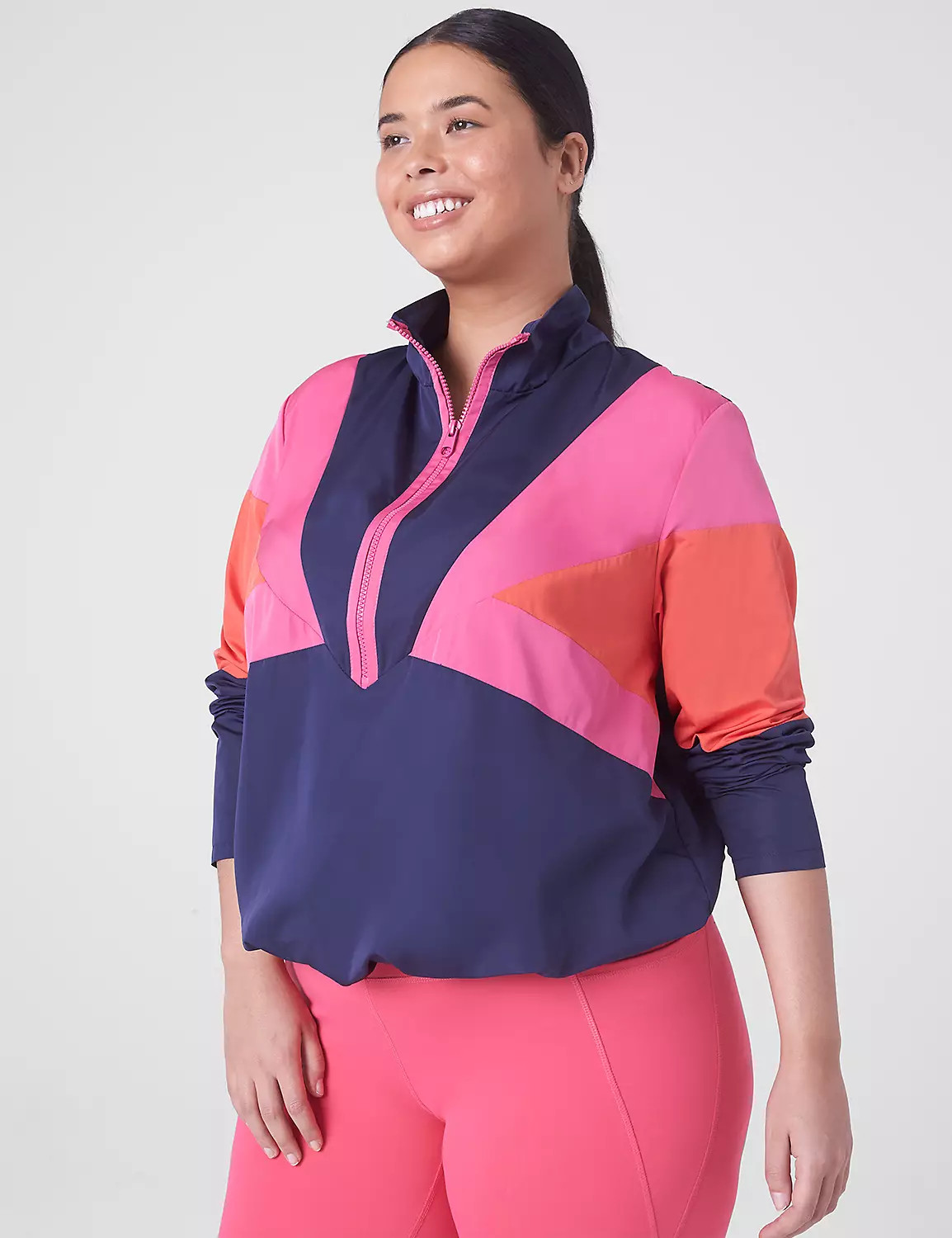 LIVI Half-Zip Colorblock Windbreaker Jacket | LaneBryant | Lane Bryant (US)