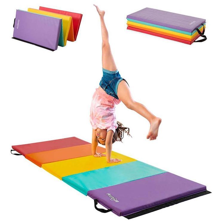 HearthSong 5-Panel Folding Kids' Gymnastics Tumbling Mat for Active Play, with Carrying Handles | Target