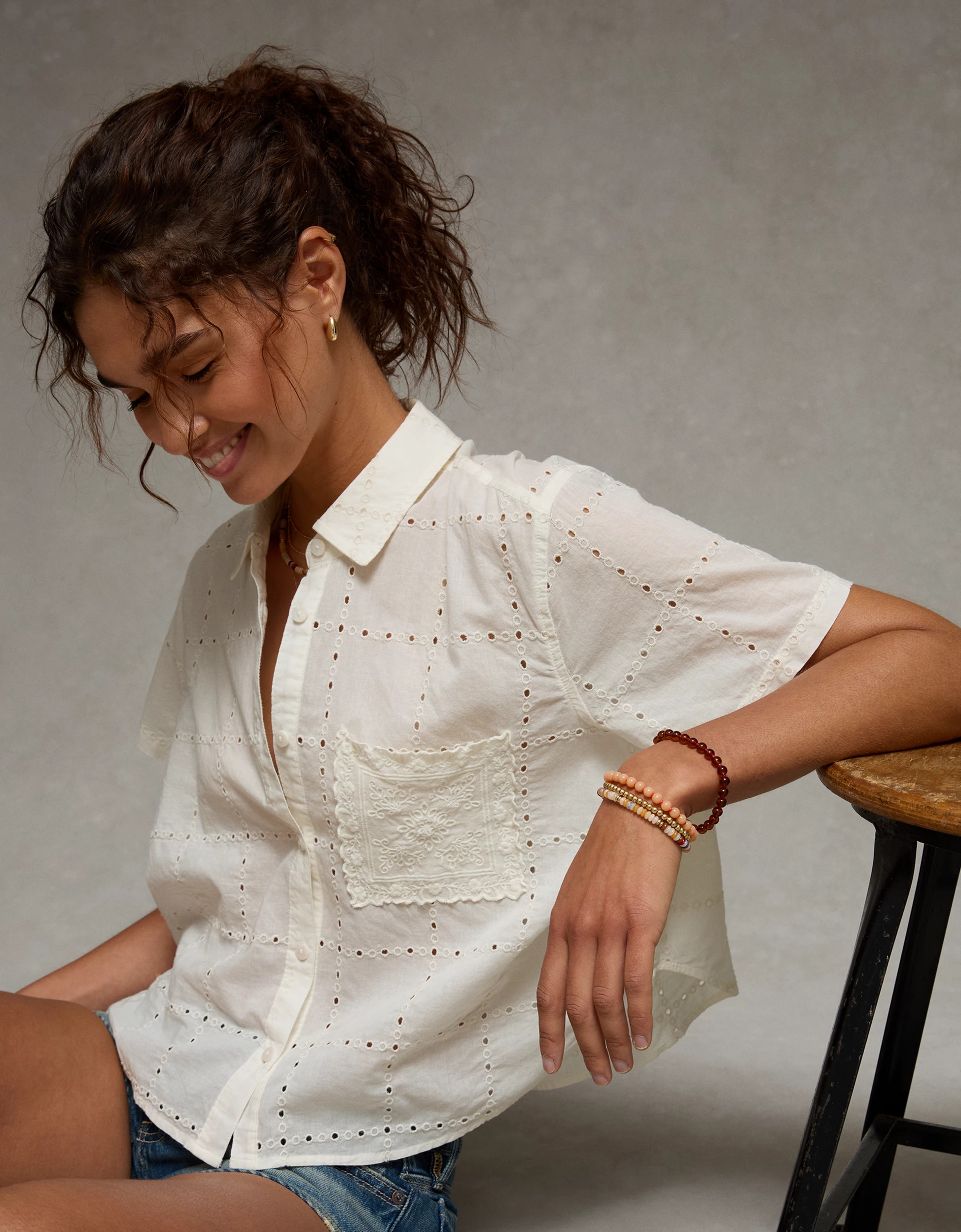 AE Embroidered Cabana Shirt | American Eagle Outfitters (US & CA)