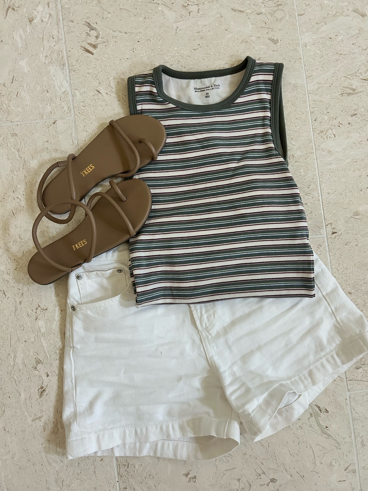 my favorite shorts (true to size!) and these tanks from AF. I have so many - i wear XS or S. Tkees sandals I always get compliments on.

#LTKdayinmylife #LTKootd #LTKmomlife