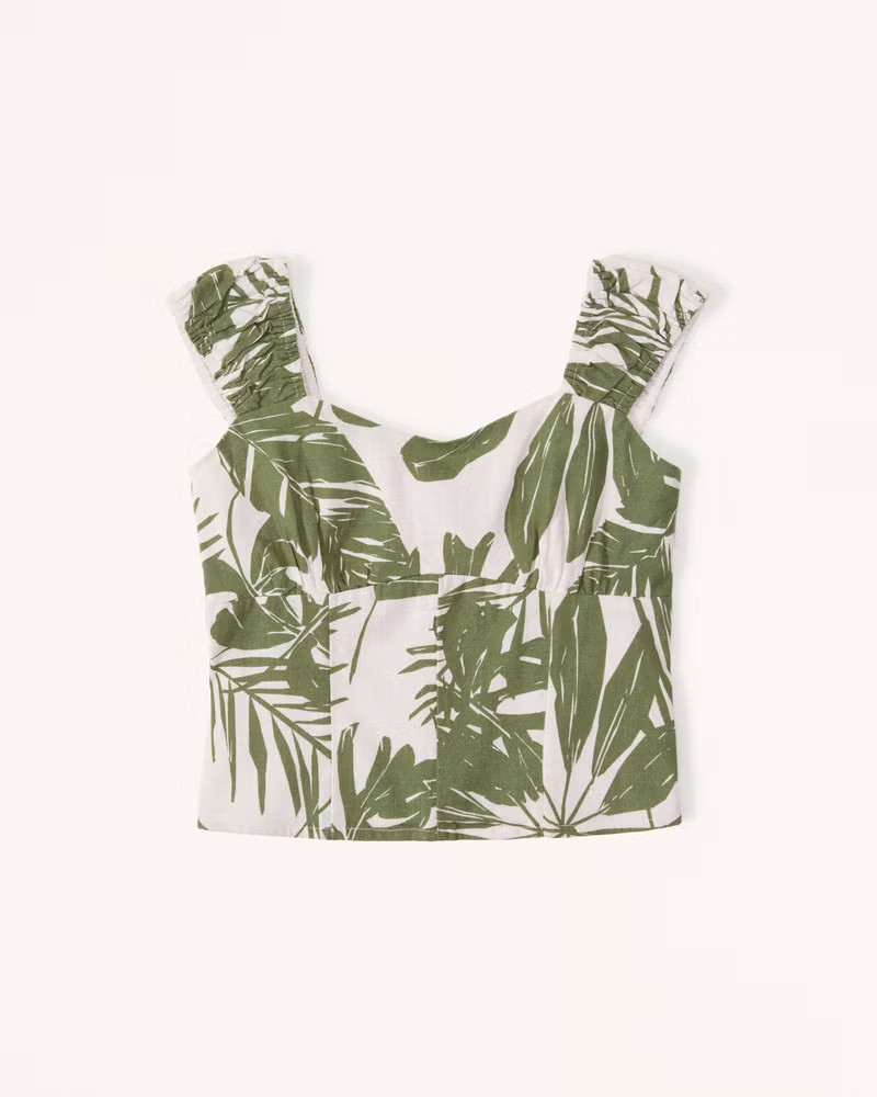 Linen-Blend Scrunchie Strap Corset Top | Abercrombie & Fitch (US)