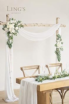 Ling's moment Artificial Wedding Arch Flowers Kit(Pack of 3) - 2pcs Ivory Greenery Arbor Floral A... | Amazon (US)