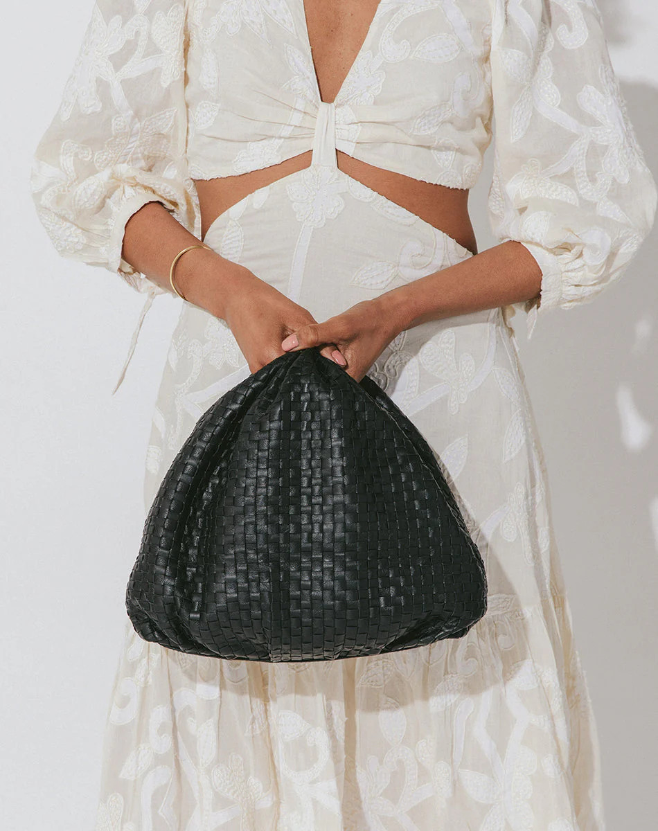 Shop Nia Handbag Black Woven | Cleobella | Cleobella LLC