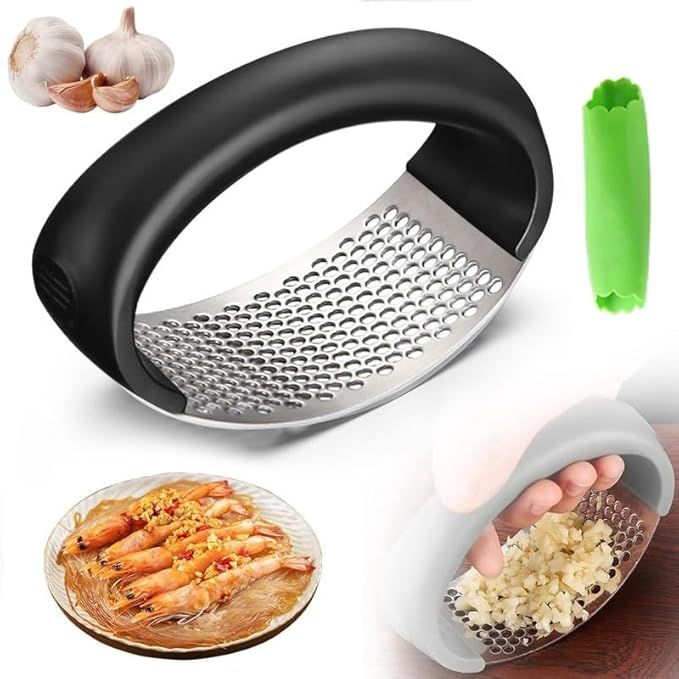 Garlic Press Rocker - 2024 NEW Stainless Steel Garlic Mincer Garlic Crusher with Peeler, New Inno... | Amazon (US)