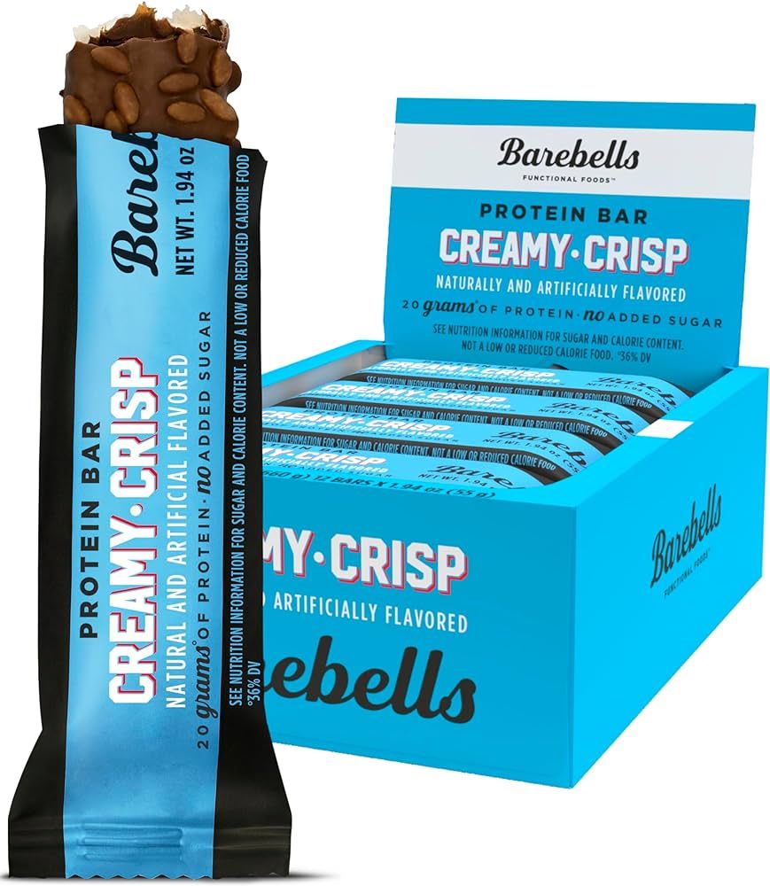 Barebells Protein Snacks Bars Creamy Crisp - 12 Count, 1.9oz Bars 55g of High Protein - Chocolate... | Amazon (US)