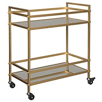 Ashley Furniture Signature Design - Kailman Bar Cart - Mid Century Style - 2 Shelves with Casters... | Amazon (US)