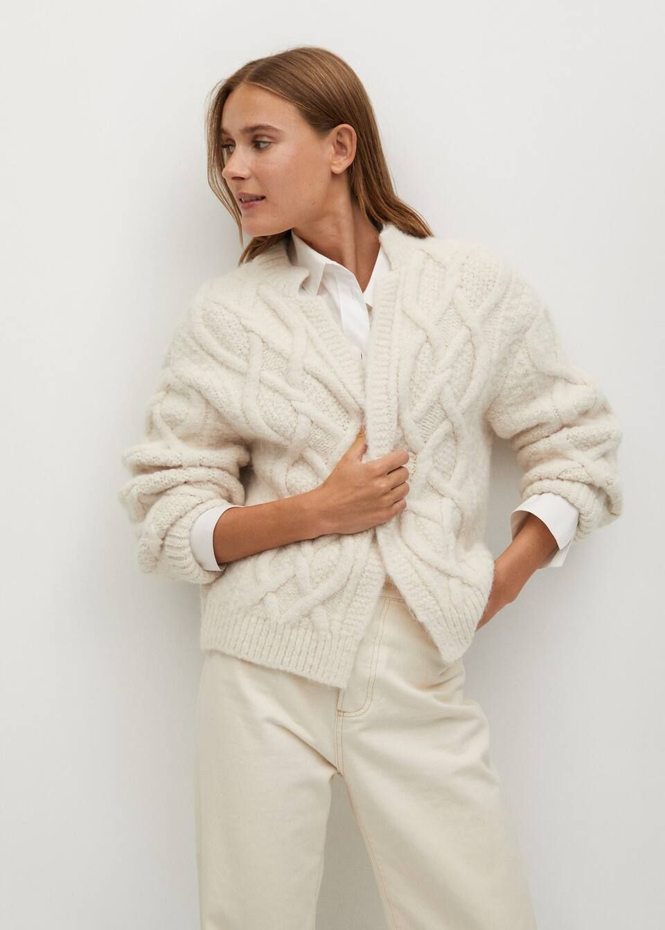 Chunky knit cardigan | MANGO (UK)