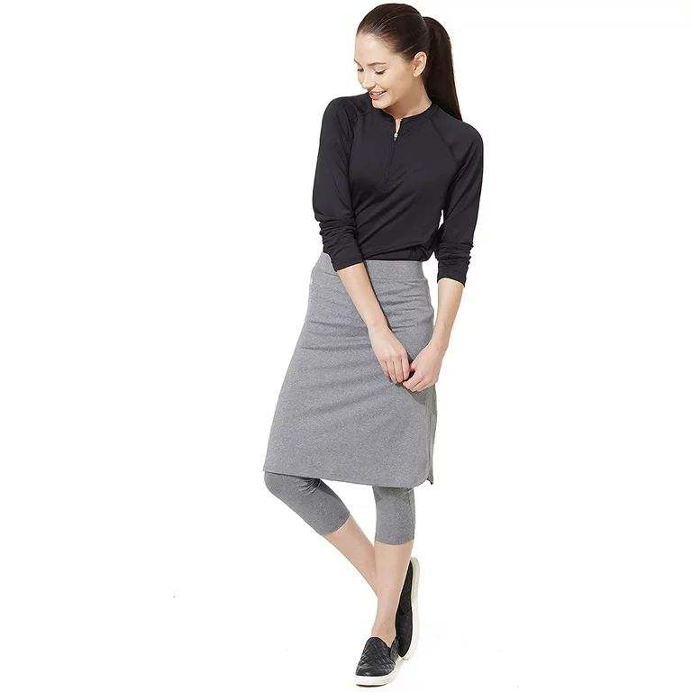Snoga Cropped Shirttail Workout Skirt with 3/4 Leggings | Walmart (US)