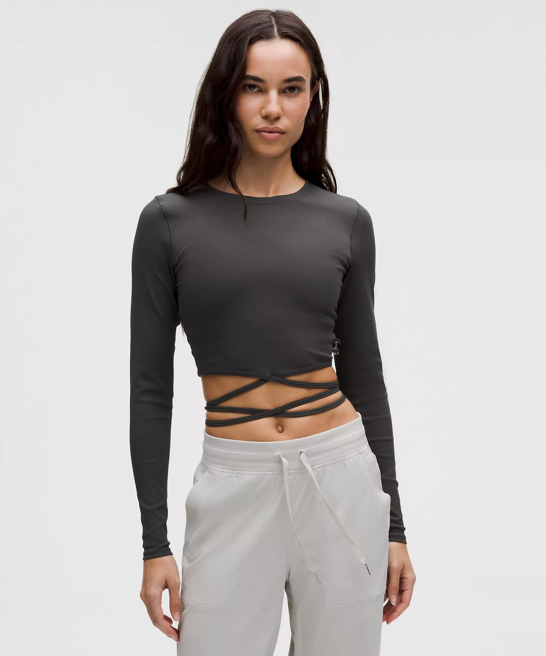 Logo Charm Ribbed Waist-Tie Long-Sleeve Shirt | lululemon (CA)