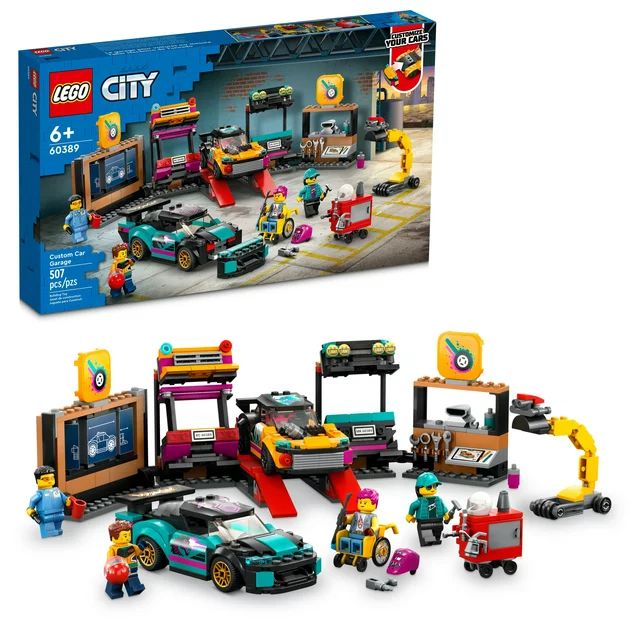LEGO City Custom Car Garage 60389, Toy Garage Building Set with 2 Cutomizable Cars, Pretend Play ... | Walmart (US)