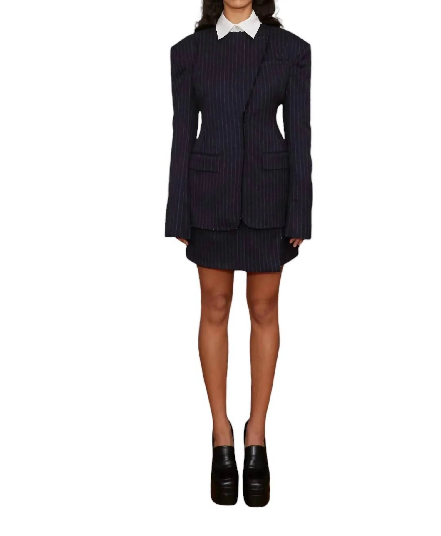 Pinstripe Skirt In Navy | Shop Simon