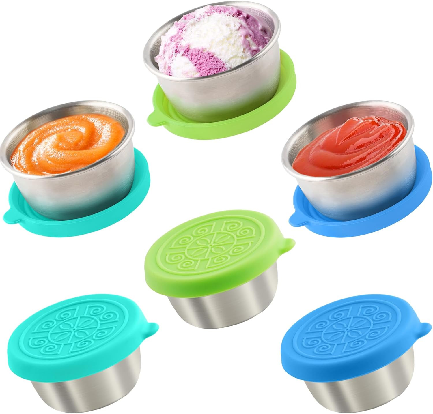 6x1.6 Oz Salad Dressing Containers With Lids, Small Leakproof Reusable Stainless Steel Salad Dres... | Amazon (US)