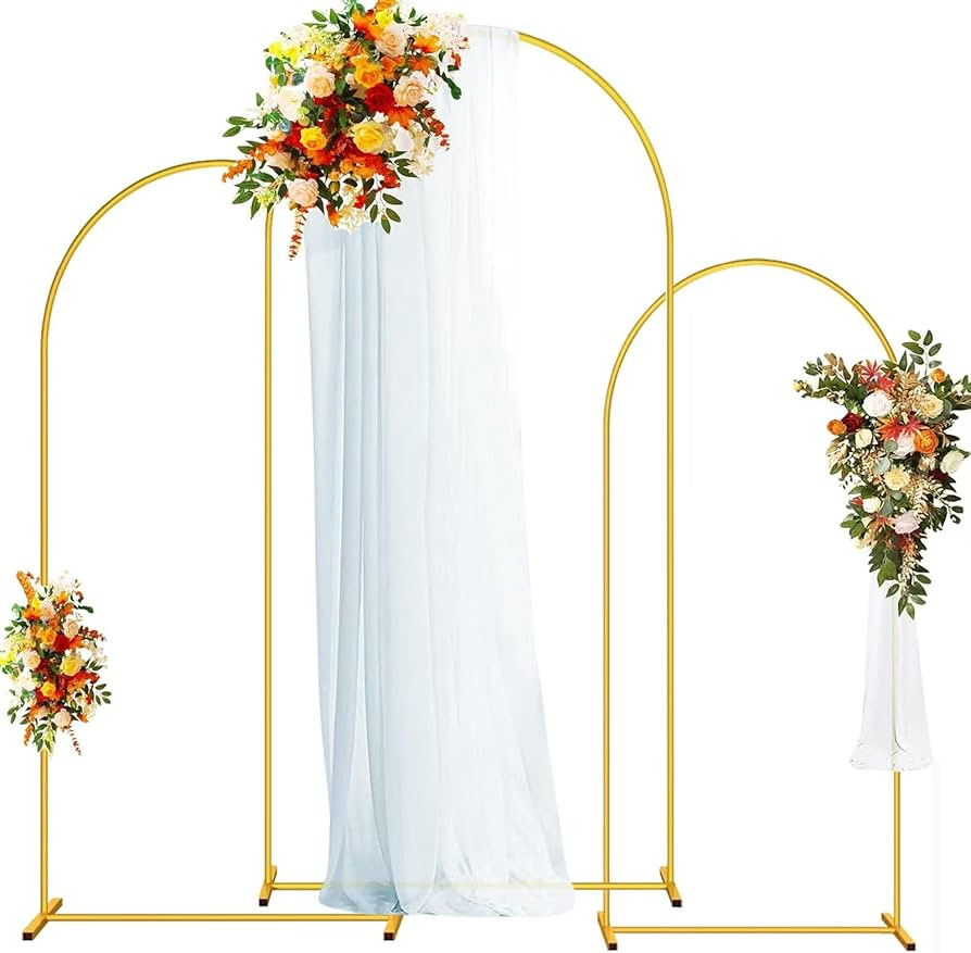 DDMY Arch Backdrop Stand, Gold Metal Balloon Arch Stand Set of 3 (7.2FT/6.6FT/6FT) for Wedding Ce... | Amazon (US)