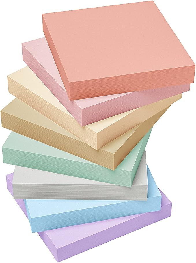 EOOUT 8 Pads Sticky Notes, 3x3 Inches Self-Stick Note Pads, 100 Sheets/Pad, Super Adhesive Memo P... | Amazon (US)