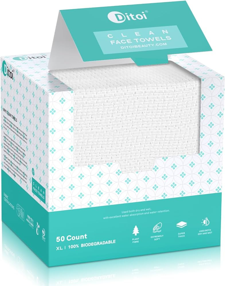 Ditoi Disposable Face Towels, Biodegradable Facial Towels, Super Soft and Thick Clean Towels XL, ... | Amazon (US)
