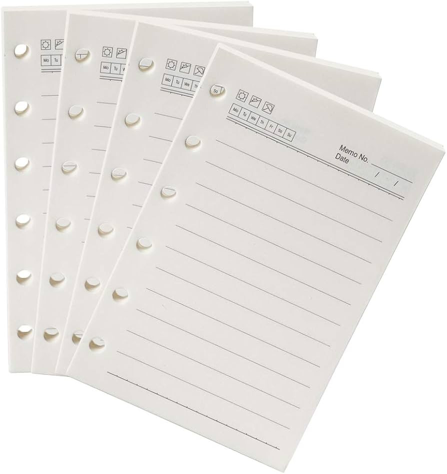 Moterm A7/Pocket Planner Insert, 4-Pack Binder Notebook Organiser Refills Paper, 3.23 x 4.84 Inch... | Amazon (US)