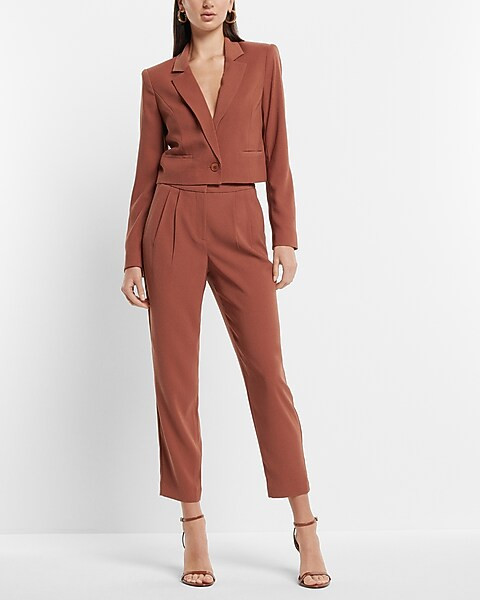 Notch Lapel One Button Cropped Blazer | Express