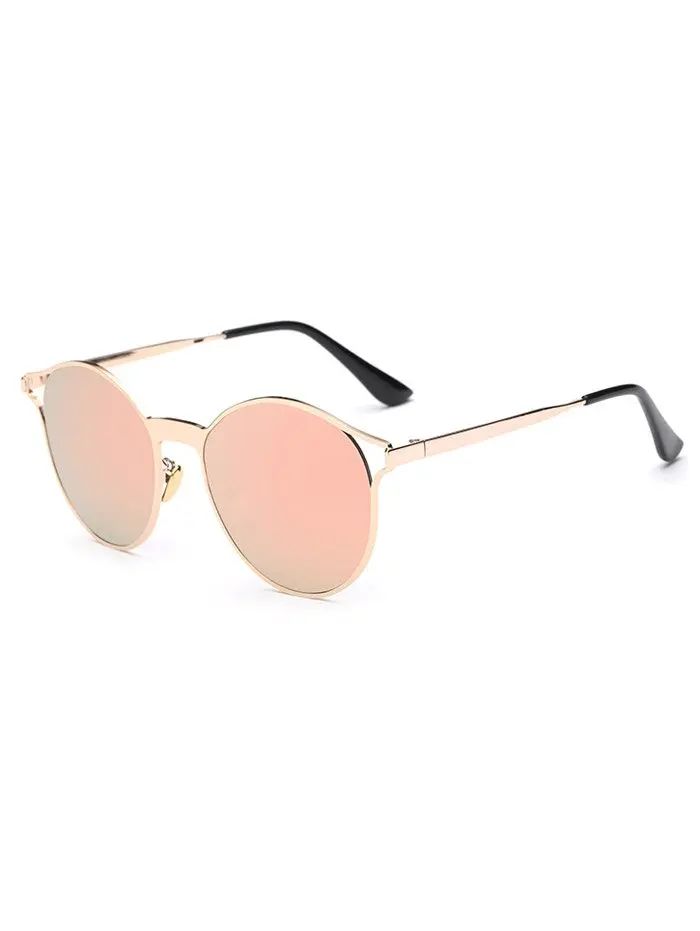 Cool Hollow Out Frame Oval Mirrored Sunglasses | Rosegal US